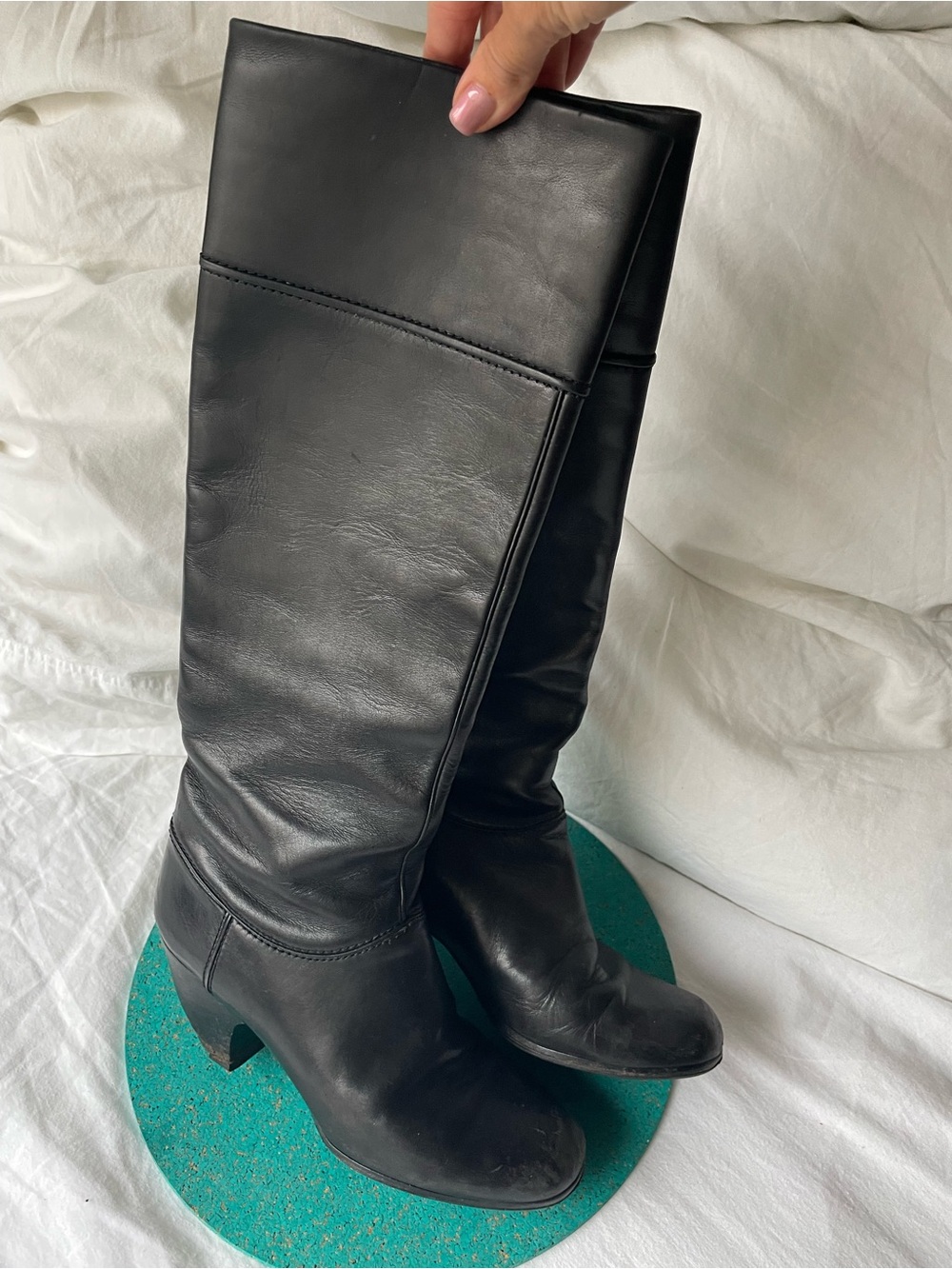 Marc Jacobs Black Leather Knee-High Heeled Boots